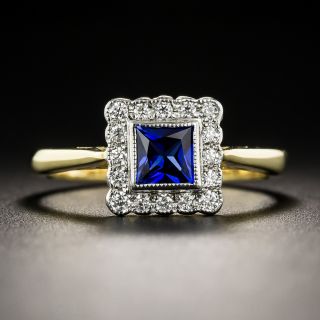 Petite Vintage Style Sapphire and Diamond Ring - 1