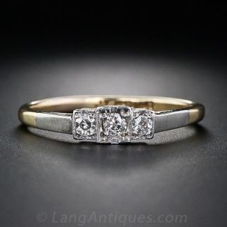 Petite Vintage Three-Stone Diamond Ring 