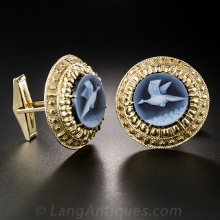 Pheasant Cameo Cuff links by K. Goldschmidt