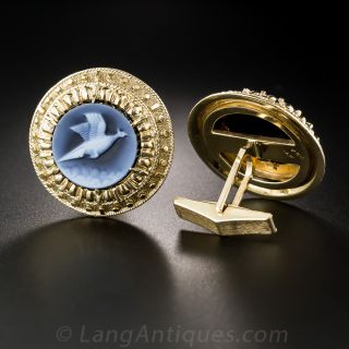 Pheasant Cameo Cuff links by K. Goldschmidt
