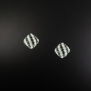 Piero Milano Black and White Diamond Stripe Earrings  - 2
