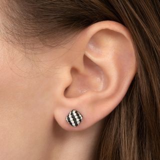 Piero Milano Black and White Diamond Stripe Earrings 