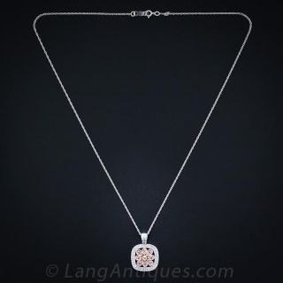 Pink and White Diamond Flower Pendant
