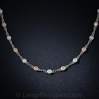 Pink and White Diamond Necklace