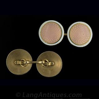 Pink and White Enamel Cufflinks