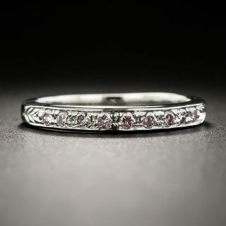 Pink Diamond Platinum Wedding Band - 2