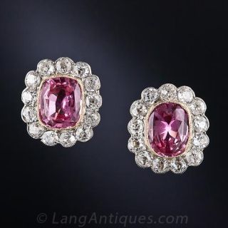 Pink Sapphire and Diamond Earrings
