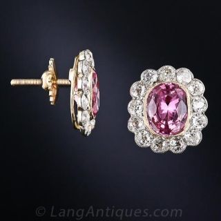 Pink Sapphire and Diamond Earrings