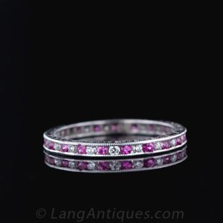 Pink Sapphire and Diamond Eternity Band