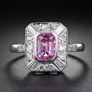 Pink Sapphire and Diamond Ring