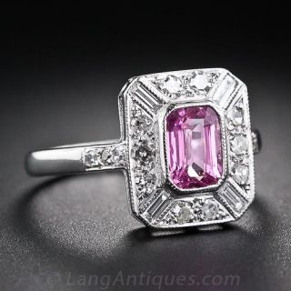 Pink Sapphire and Diamond Ring