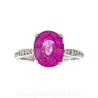 Pink Sapphire and Diamond Ring - 1