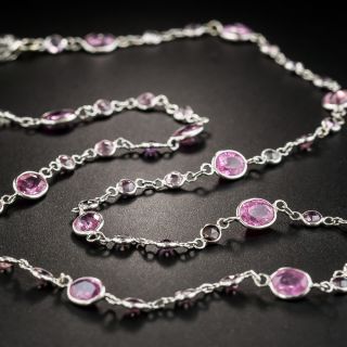 Pink Sapphire Chain Necklace - 3