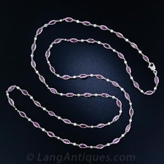 Pink Sapphire Diamond and Platinum Necklace