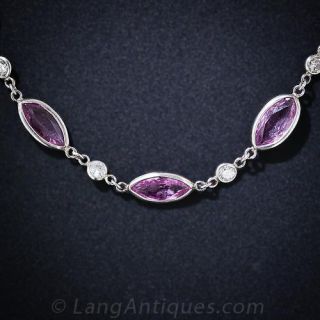 Pink Sapphire Diamond and Platinum Necklace