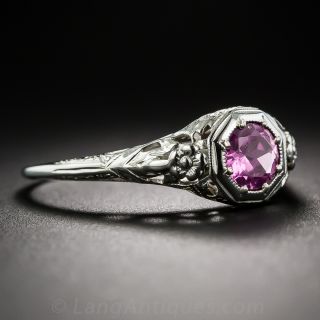 Pink Sapphire Filigree Ring
