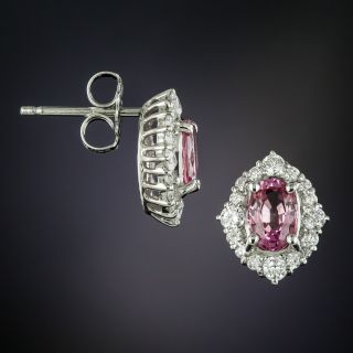 Pink Sapphire Platinum Diamond Earrings