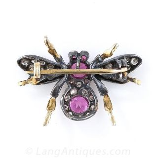 Pink Tourmaline and Diamond Insect Pin