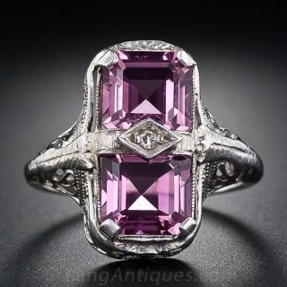 Pink Tourmaline Art Deco Ring
