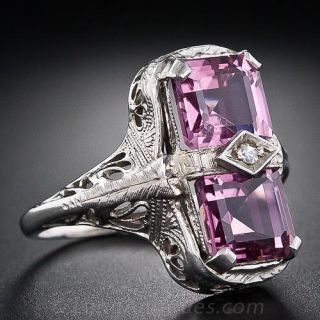 Pink Tourmaline Art Deco Ring
