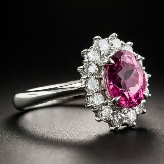 Pink Tourmaline Platinum Diamond Halo Ring