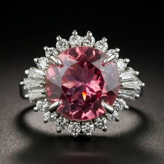 Pink Tourmaline Platinum Diamond Ring - 1