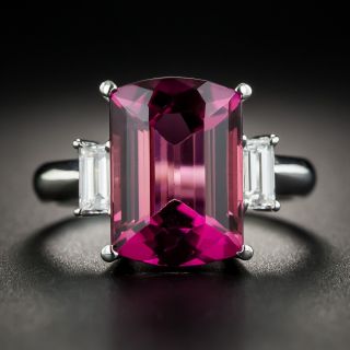 Pink Tourmaline Platinum Diamond Ring