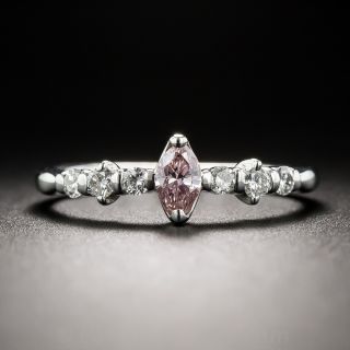 0.22 Carat Natural Fancy Orangy Pink Marquise Diamond Ring GIA