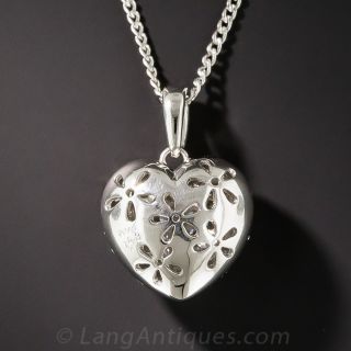 Platinum 1.03 Carat Pave Diamond Heart Pendant 