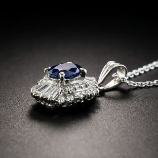 Platinum 1.03 Carat Sapphire and Diamond Drop