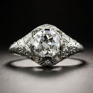 Platinum 1.09 Carat Art Deco Diamond Engagement Ring - GIA H VS2