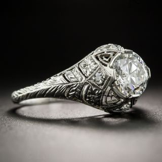 Platinum 1.09 Carat Art Deco Diamond Engagement Ring - GIA H VS2