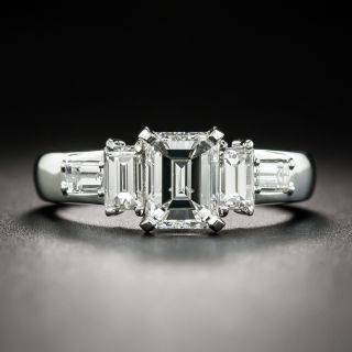 Platinum 1.25 Carat Emerald-Cut Diamond Engagement Ring - GIA F I1 - 1