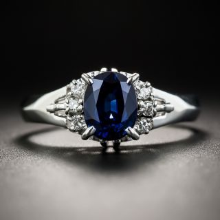 1.47 ct. Natural No-Heat Sapphire Platinum Diamond Ring