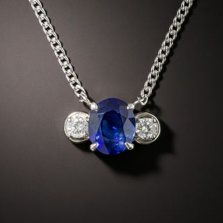 Platinum 1.66 Carat Ceylon Sapphire Diamond Drop - 1