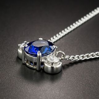 Platinum 1.66 Carat Ceylon Sapphire Diamond Drop