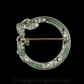 Platinum 1920s Circle and Bow Pin