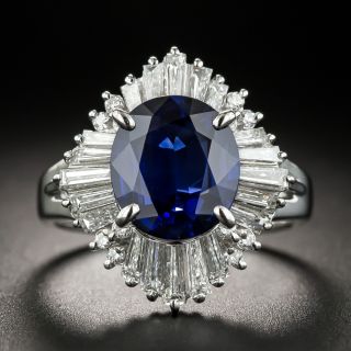 Platinum 2.62 Carat No-Heat Sapphire Diamond Ring - 1