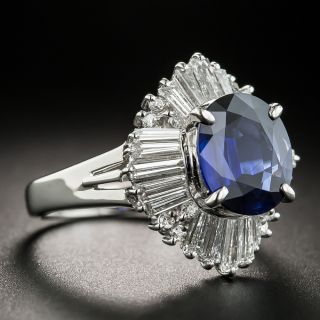 Platinum 2.62 Carat No-Heat Sapphire Diamond Ring