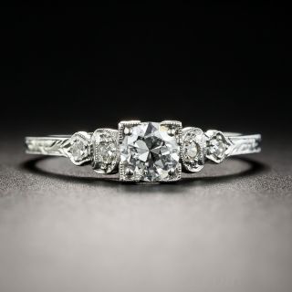 Platinum .33 Carat Art Deco Diamond Engagement Ring - 2