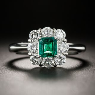 Platinum .45 Carat Emerald and  Diamond Ring