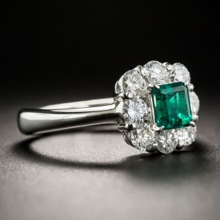 Platinum .45 Carat Emerald and  Diamond Ring