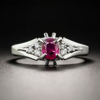 Platinum .46 Carat Ruby and Diamond Ring