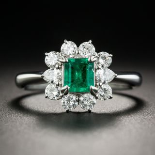 Platinum .49 Carat Emerald Diamond Ring
