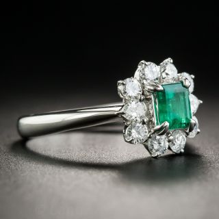 Platinum .49 Carat Emerald Diamond Ring