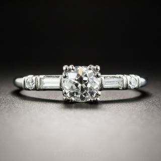 Platinum .52 Carat Diamond Mid-Century Engagement Ring