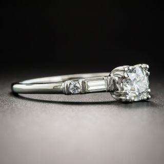 Platinum .52 Carat Diamond Mid-Century Engagement Ring