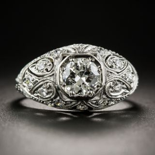 Platinum .59 Carat Art Deco Diamond Engagement Ring  - GIA I VS1