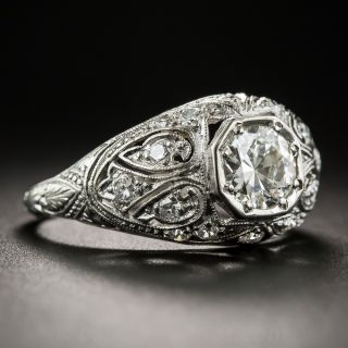 Platinum .59 Carat Art Deco Diamond Engagement Ring  - GIA I VS1