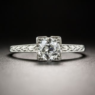 Platinum .65 Carat Solitaire Diamond Art Deco Engagement Ring - GIA D VS2 